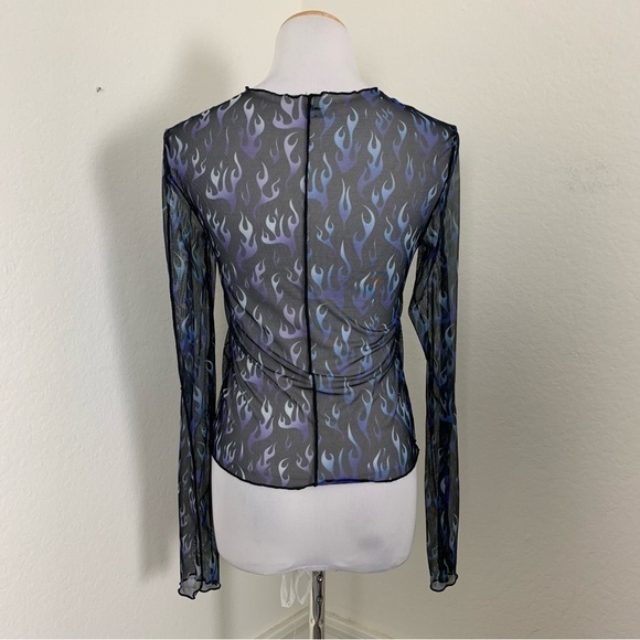 Unif Desire Flame Mesh Semi Sheer Long Sleeve Top Size medium - Picture 7 of 14